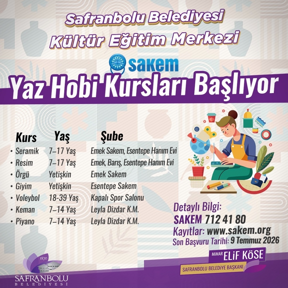 Yaz hobi kurs kayıtları başladı 